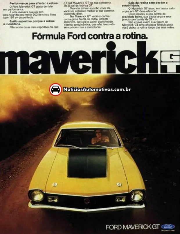 FORD maverick gt Propaganda de carro antigo Ford Maverick GT