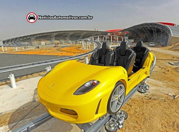 Ferrari GT Roller Coaster 1 Parque Ferrari World em Abu Dhabi divulga foto da montanha russa GT Racing Coaster F430