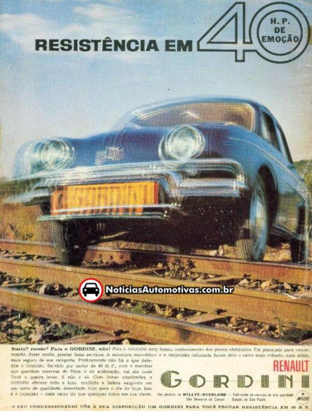 GORDINI 1962 Propaganda de carro antigo: Gordini 1962