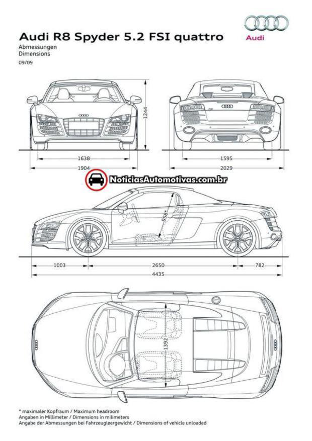 audi r8 spyder oficial 6 Audi R8 Spyder é revelado oficialmente, tem 525 cavalos de potência