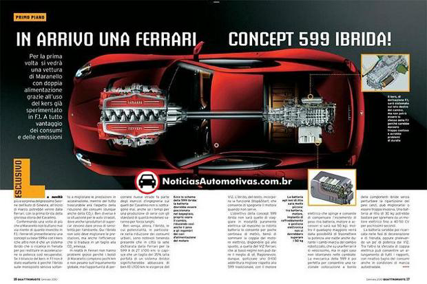 ferrari 599 hibrida Ferrari mostrará versão híbrida da 599 GTB no Salão de Genebra