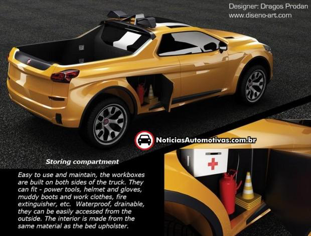 Fiat Sentiero Concept: A visão de uma picape maior e mais moderna que a nossa Strada fiat sentiero concept a visao de uma picape maior e mais moderna que a nossa strada 5 Fiat Sentiero Concept: A visão de uma picape maior e mais moderna que a nossa Strada