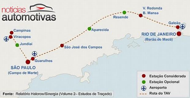 mapa do trem bala tav Trem bala pode ter participação dos Correios