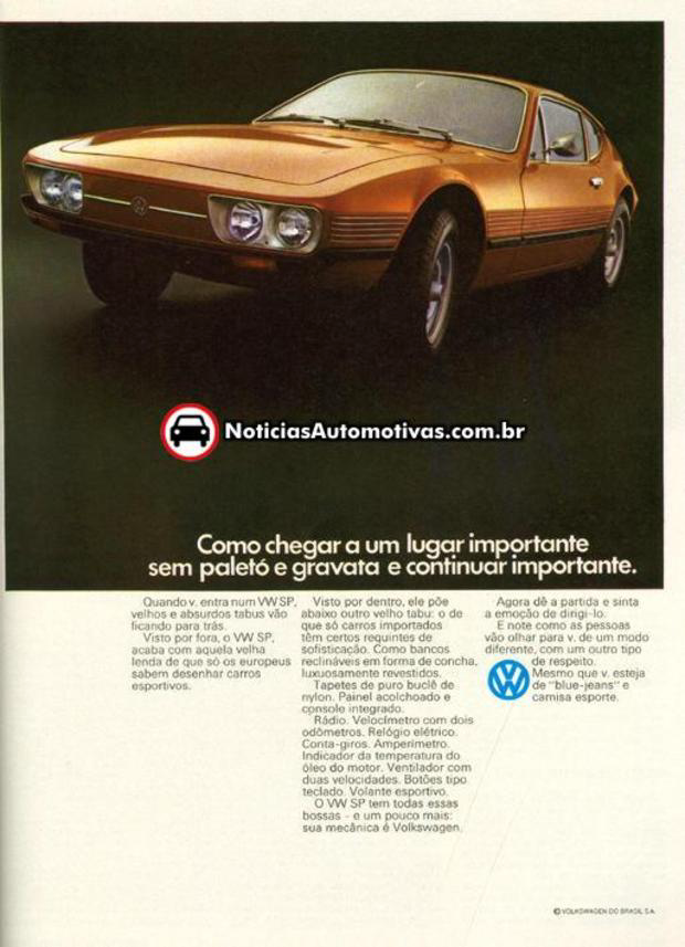 volkswagen sp2 1973 Propaganda de carro antigo: Volkswagen SP2 1973