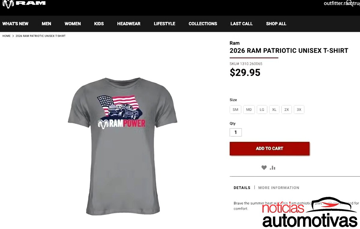 O vexame do ano: Ram aprova a venda de uma camiseta feita por IA com uma picape da Toyota e uma bandeira americana toda errada