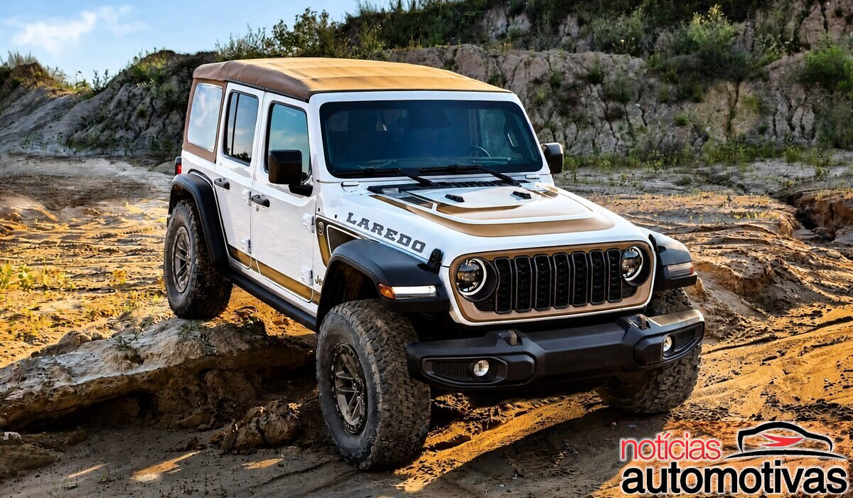 Jeep resgata o visual clássico dos anos 80 no retorno do Wrangler Laredo e entrega pacote Xtreme 35 com pneus 35 polegadas e rodas beadlock de bronze