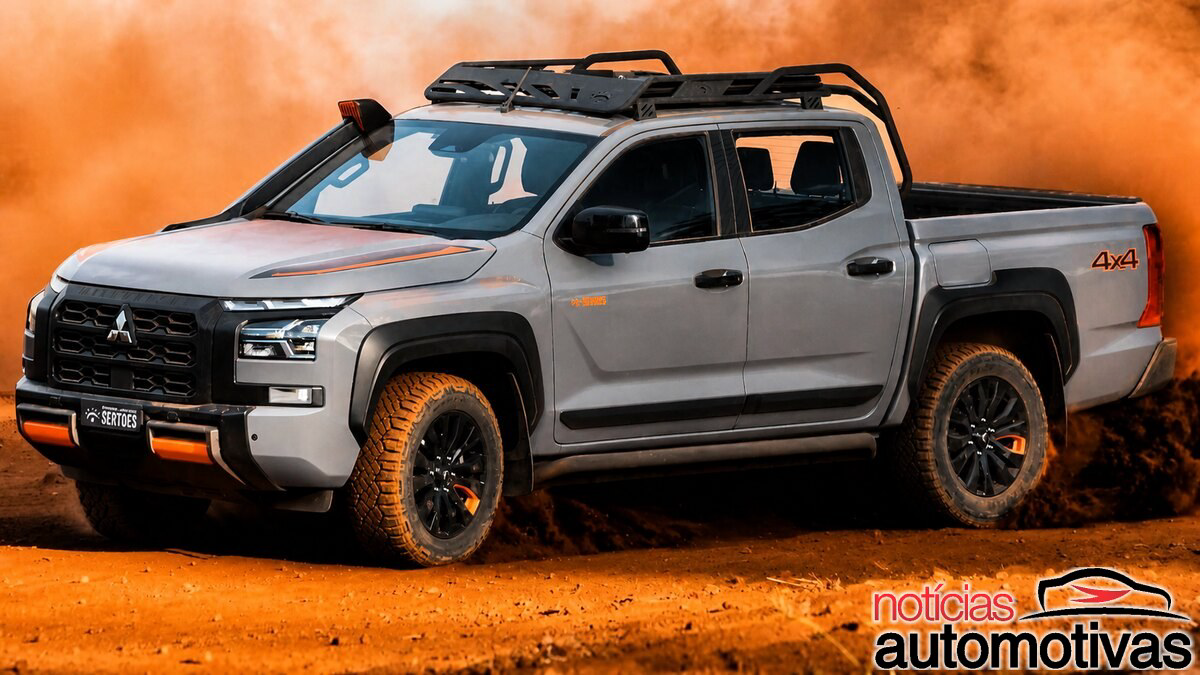 Mitsubishi lança Triton Sertões às vésperas do rali, com visual laranja, snorkel e prancha de desencalhe por R$ 339.990
