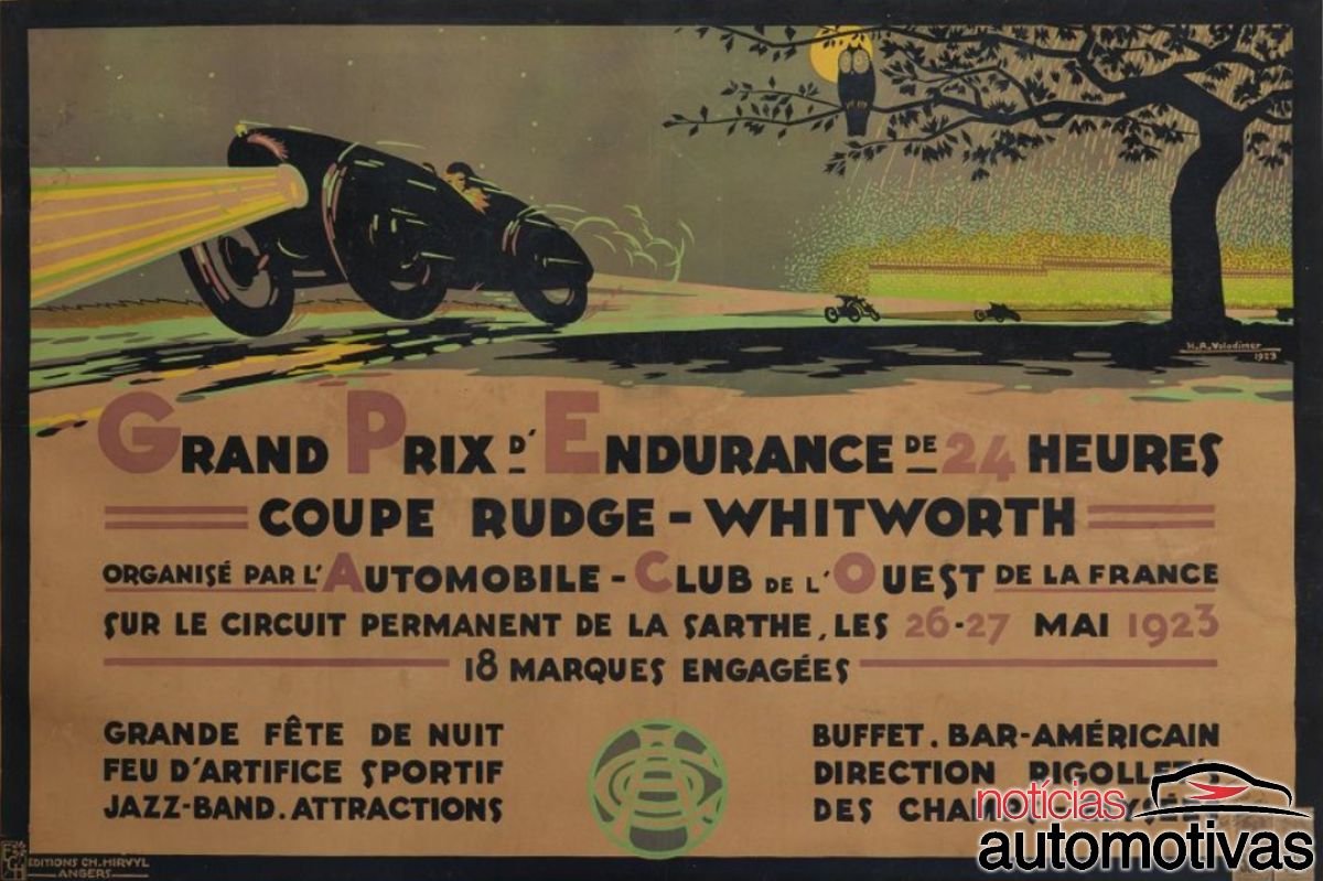 Poster da primeira 24 Horas de Le Mans, em 1923
