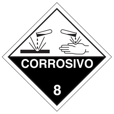 placa produtos perigosos substancias corrosivas 8