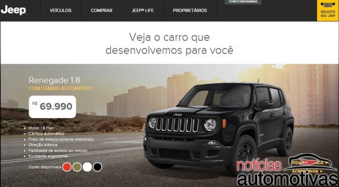 Jeep Renegade em versão PCD é vendido por R$ 69.990 