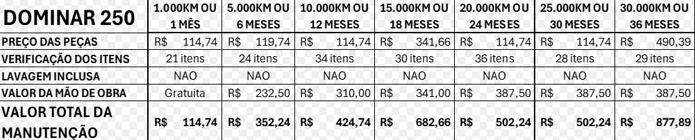 revisão dominar 250